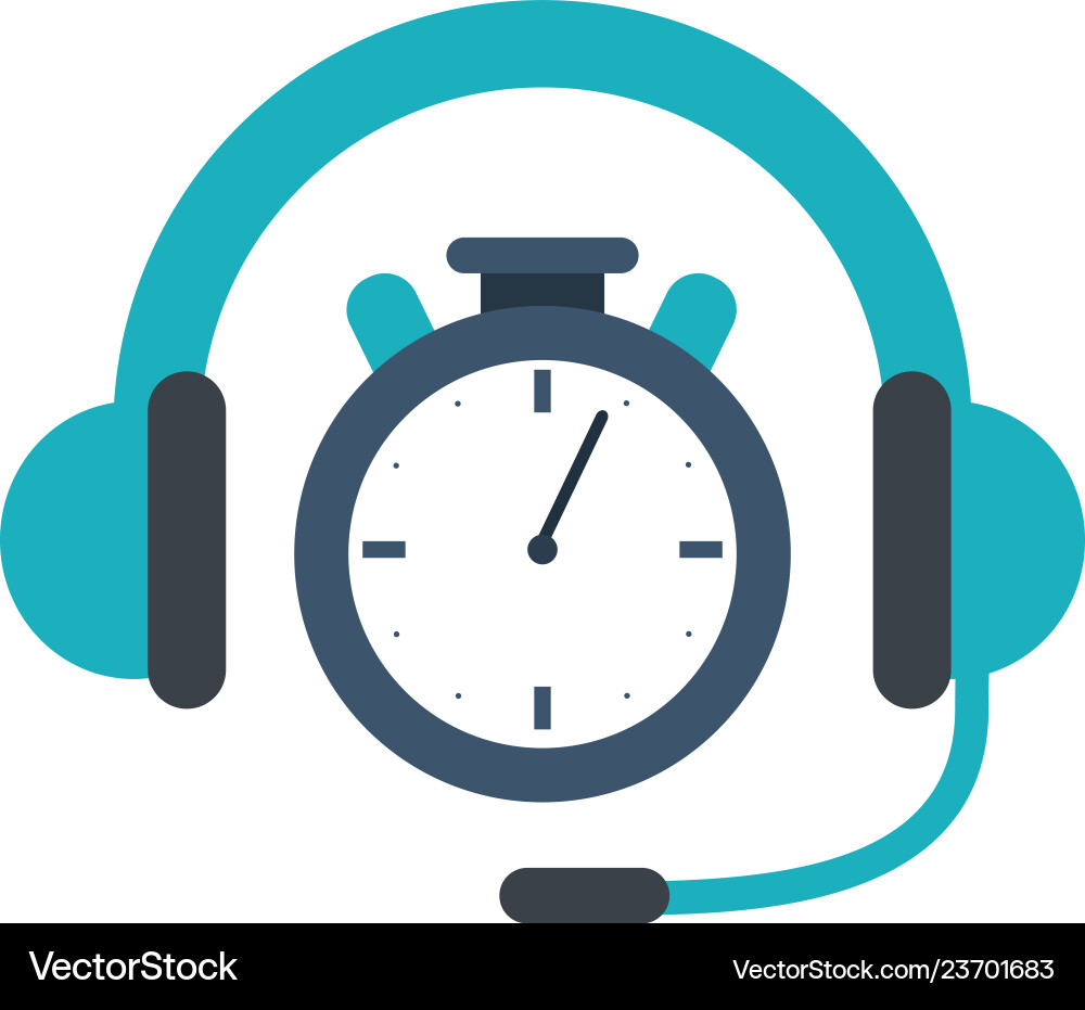 Call center headset and clock timer Vector Image