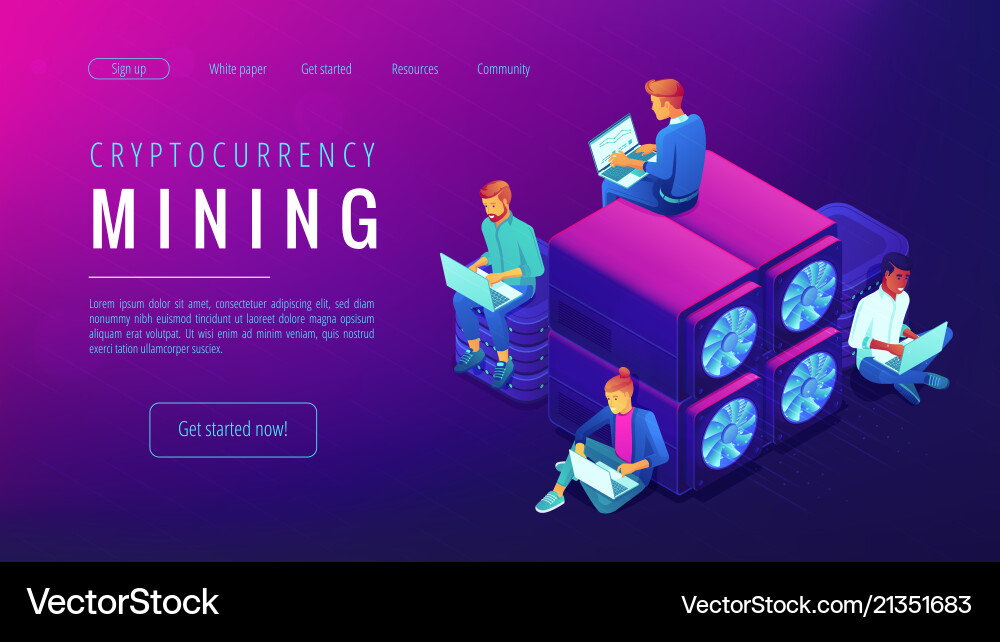 Cryptocyrrency mining landing page Cryptocyrrency mining landing page vector image