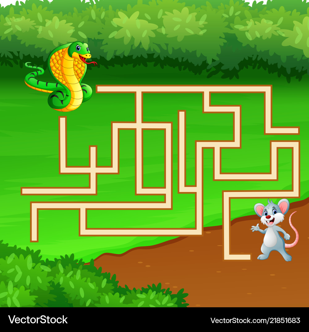 Game snake maze find way to the mouse Game snake maze find way to the mouse vector image