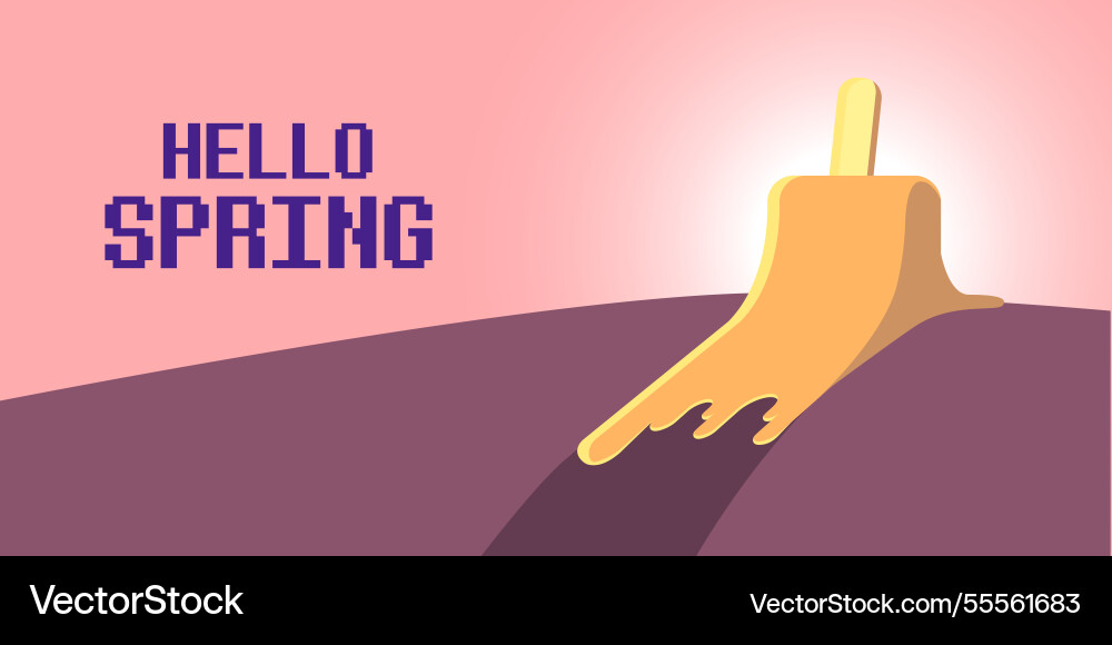 Hello spring horizontal banner with flat Hello spring horizontal banner with flat vector image