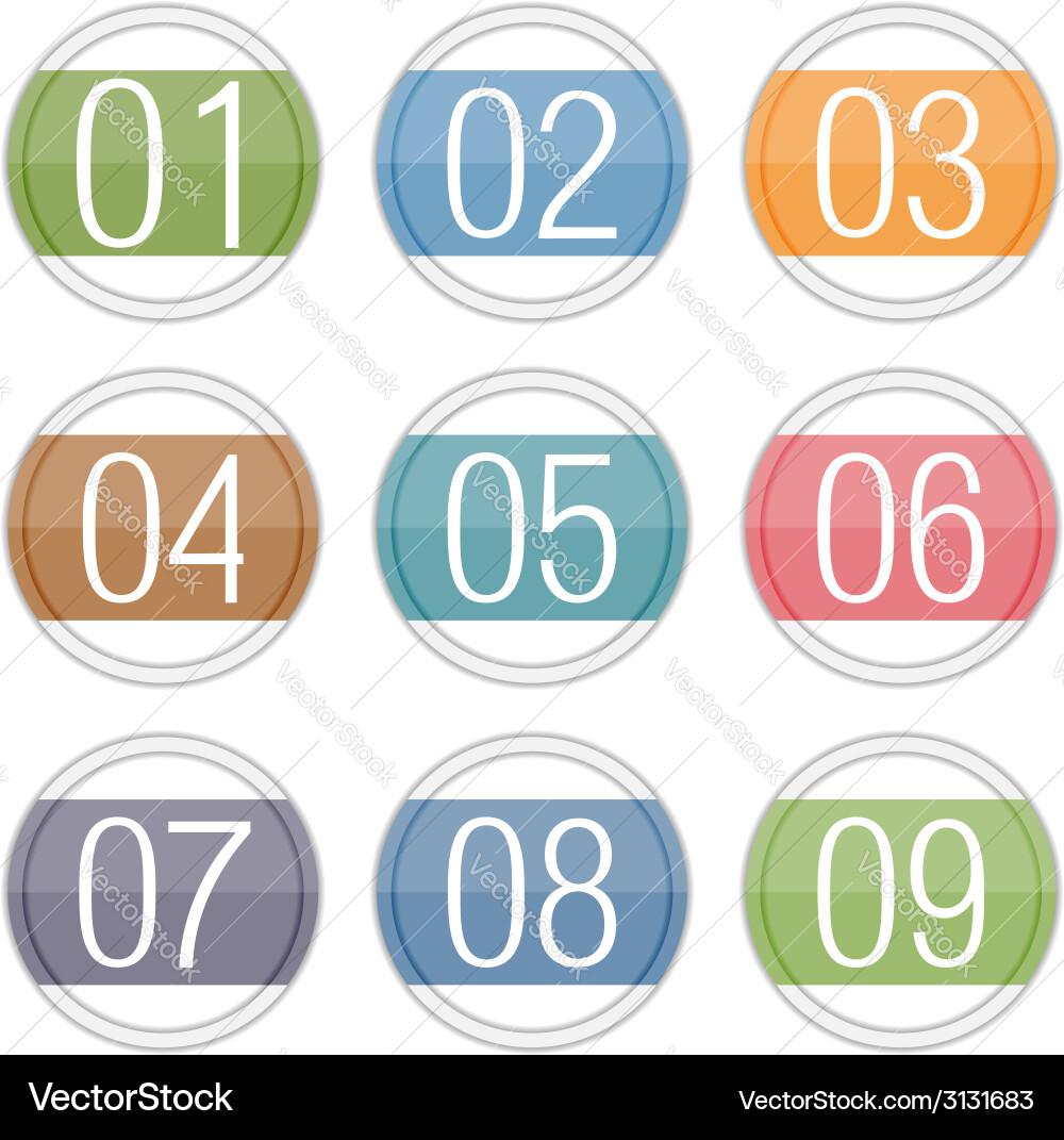 Numbers in Circles - Set of 1 to 9 vector image