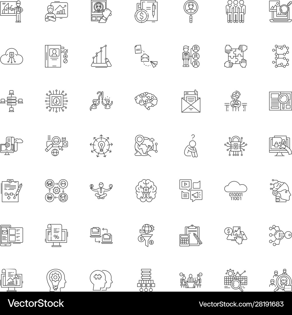 Problem solution linear icons signs symbols Problem solution linear icons signs symbols vector image