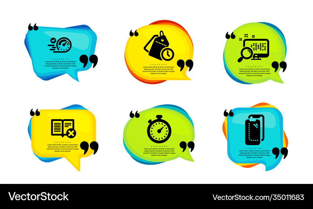 Reject book timer and time management icons set Reject book timer and time management icons set vector image