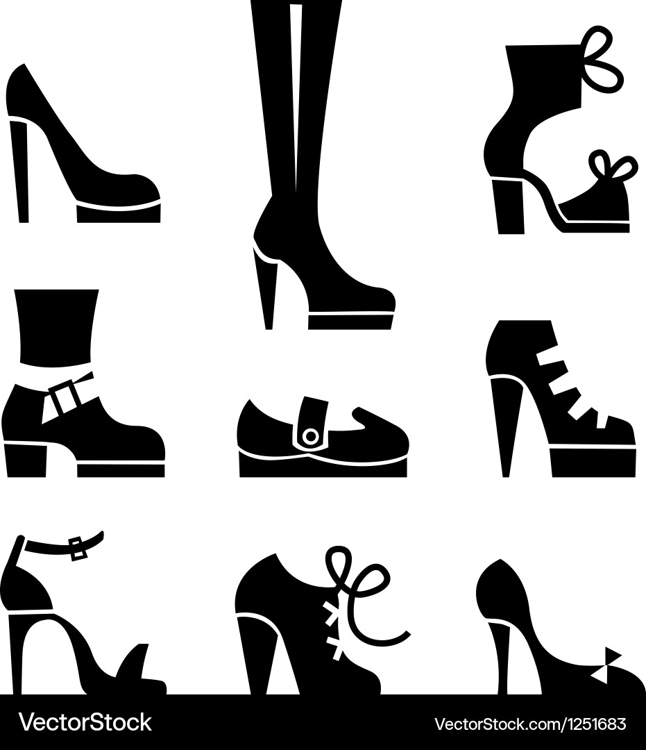 Schuhe der Frau Icons Vektorbild