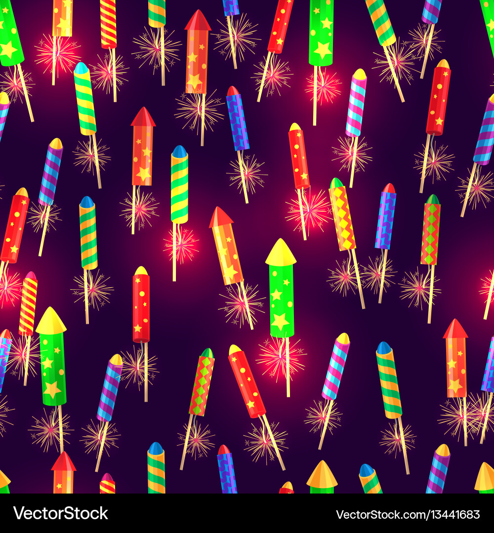 Seamless pattern of glossy exploding rockets Seamless pattern of glossy exploding rockets vector image