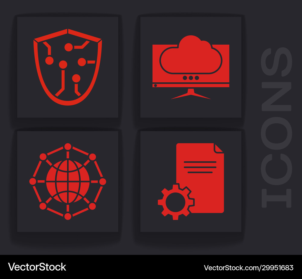 Set file document cyber security computer Set file document cyber security computer vector image