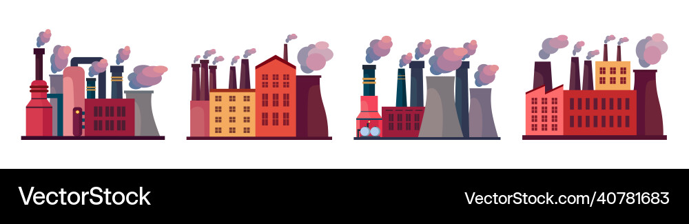 Set of different types factory Set of different types factory vector image