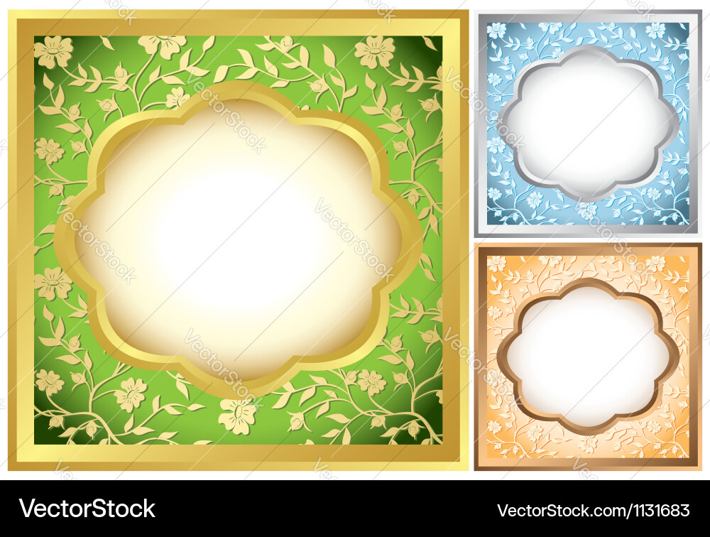 Set of square frames with floral background vector image