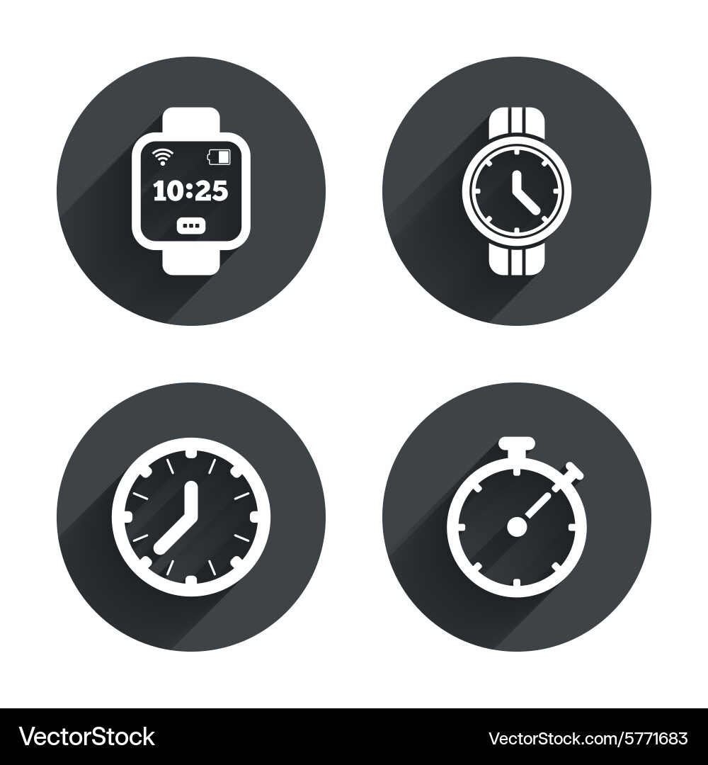 Smart watch mechanical clock time and timer vector image