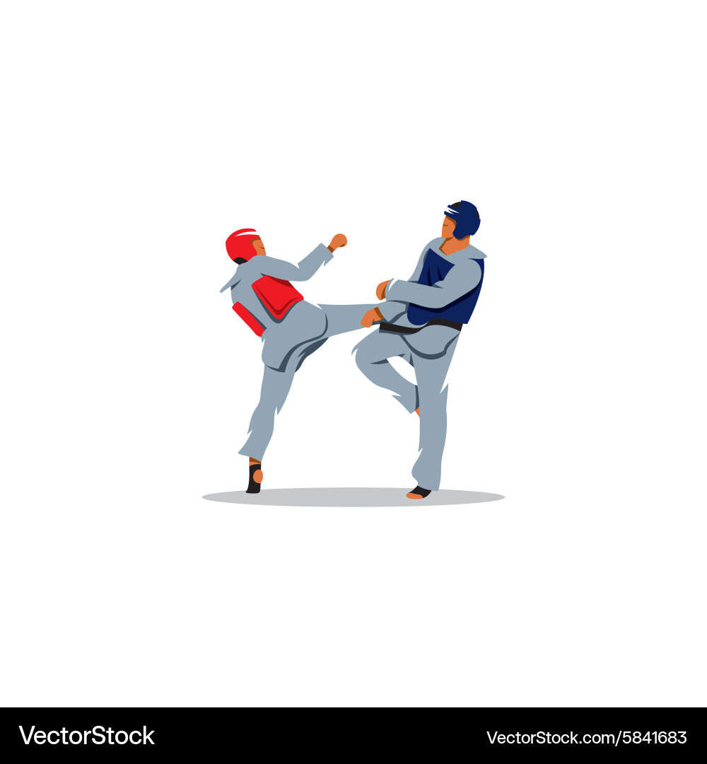 Taekwondo Fighters Silhouette Vector Image