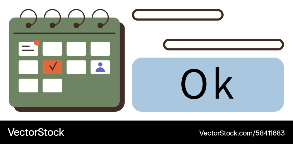 Task Calendar with Confirmation Vector Image
