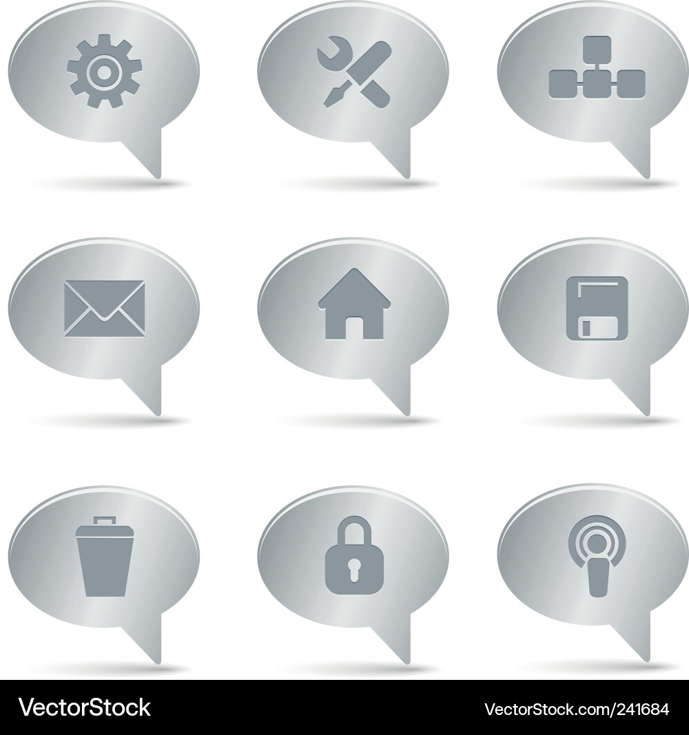 02 computer icons silver Vector Image
