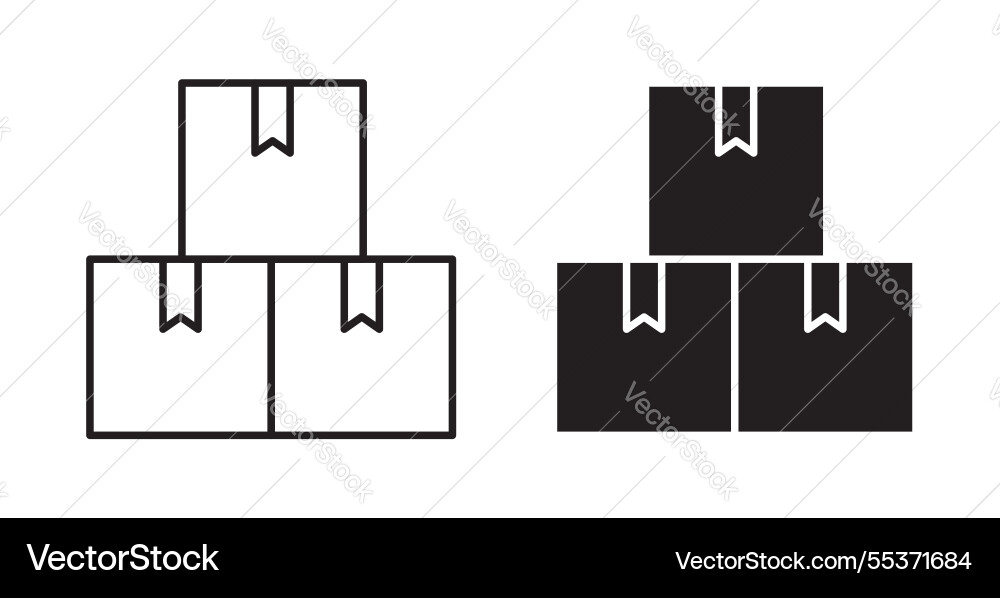 Boxes icon set in thin line for web Vector Image