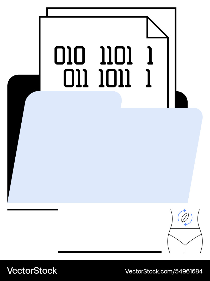 Digital binary data document in file folder vector image