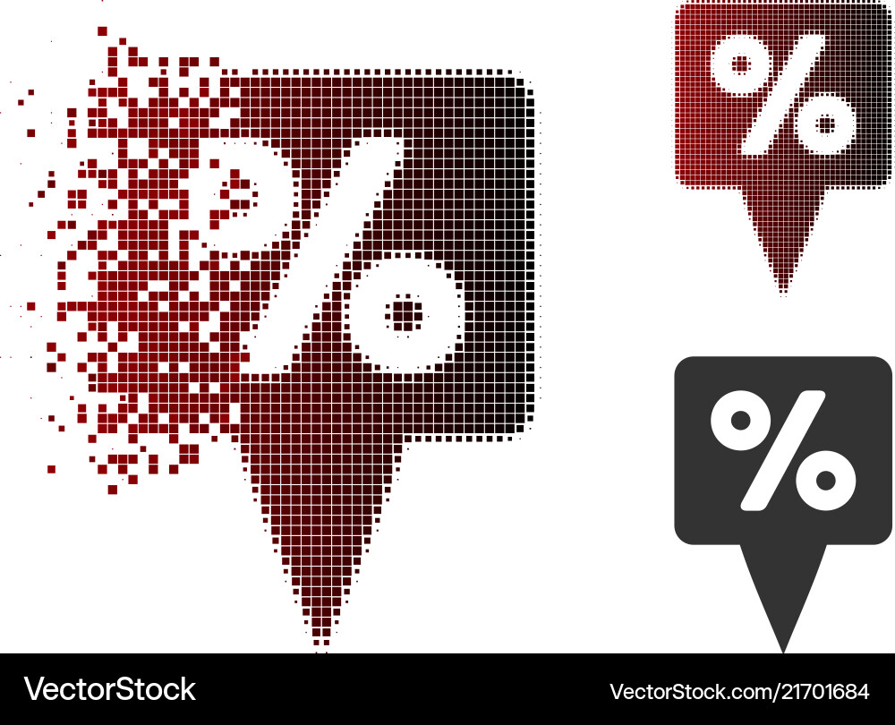 Disintegrating pixelated halftone percent map Disintegrating pixelated halftone percent map Vector Image