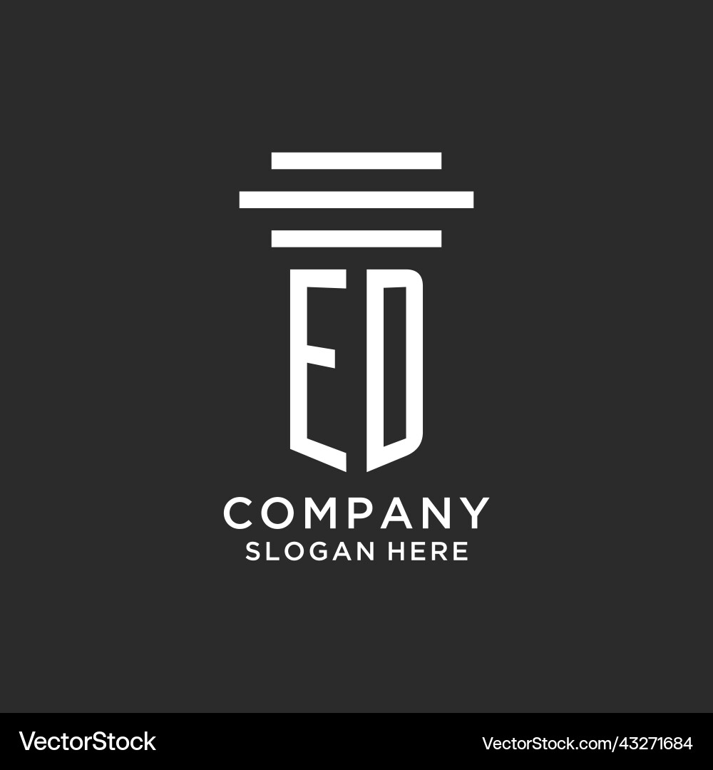 Ed initials with simple pillar logo design Vector Image