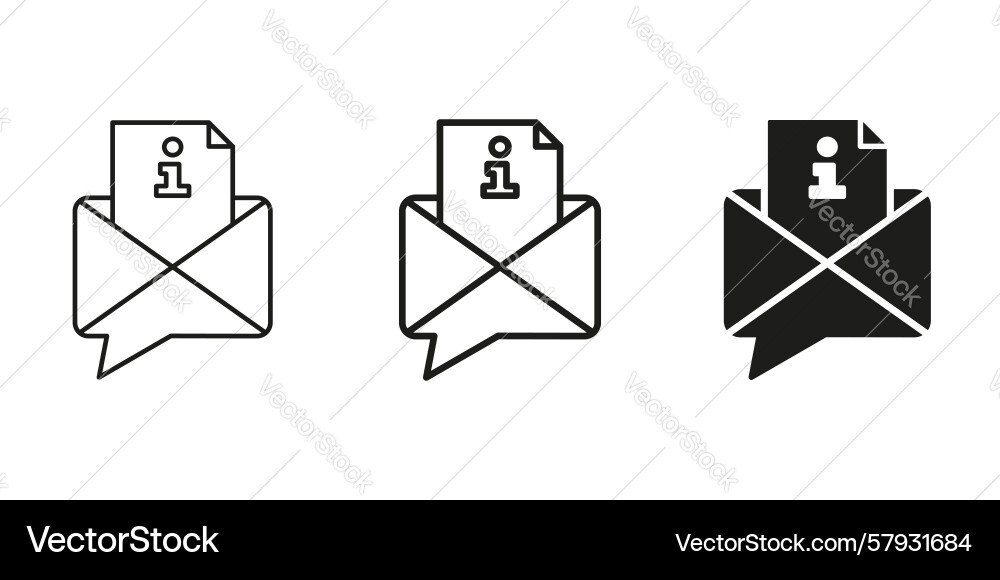 Envelope with information document icon set email Envelope with information document icon set email Vector Image