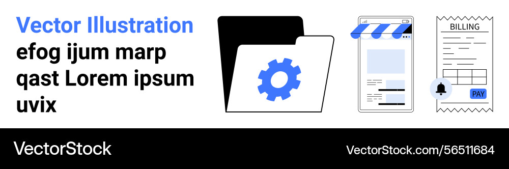 Gear folder mobile interface and billing form Gear folder mobile interface and billing form vector image