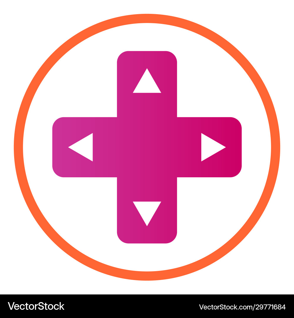 Joystick button with arrows flat icon game pad Vector Image
