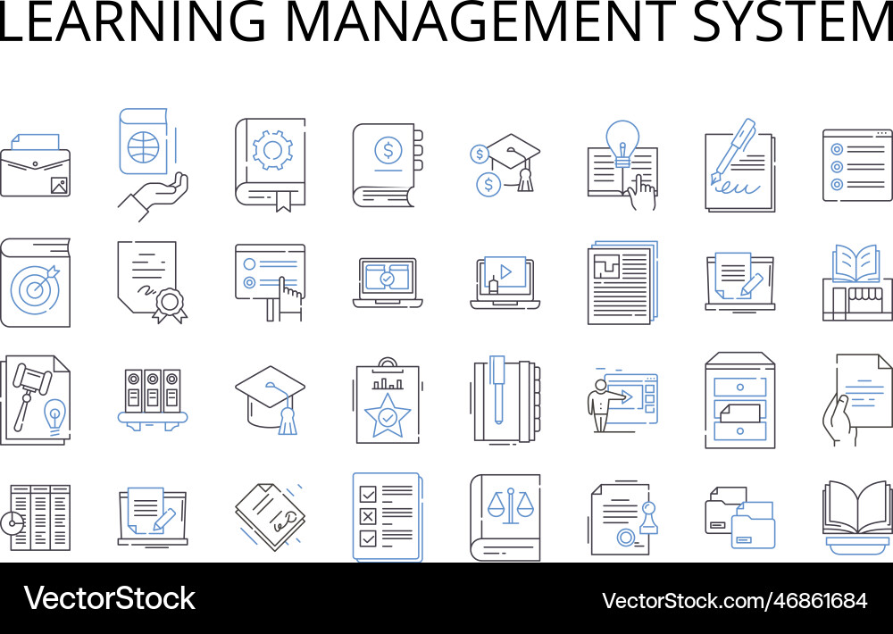 Learning management system line icons collection Learning management system line icons collection Vector Image