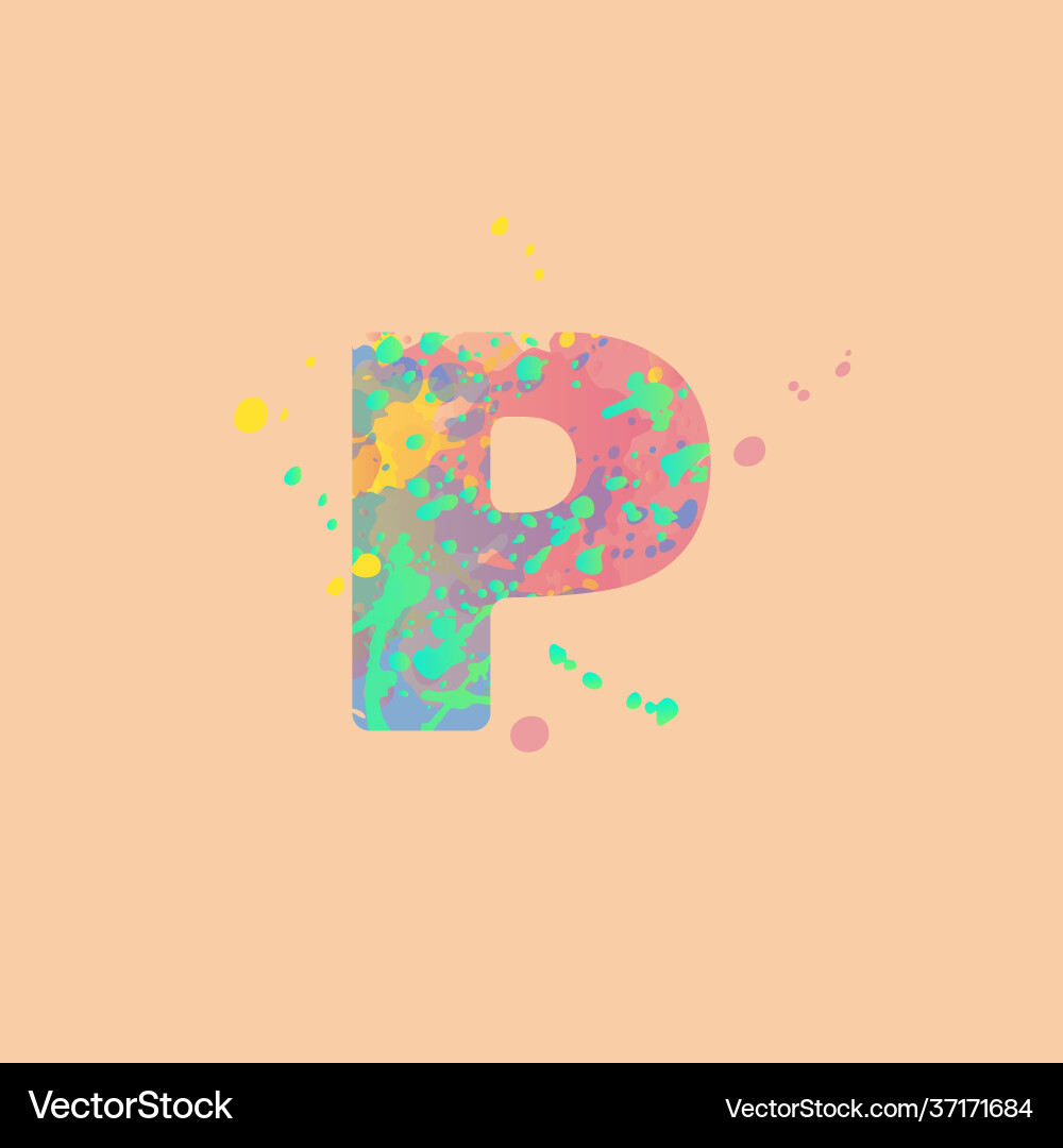 Letter p with multicolored mixed spots Letter p with multicolored mixed spots vector image