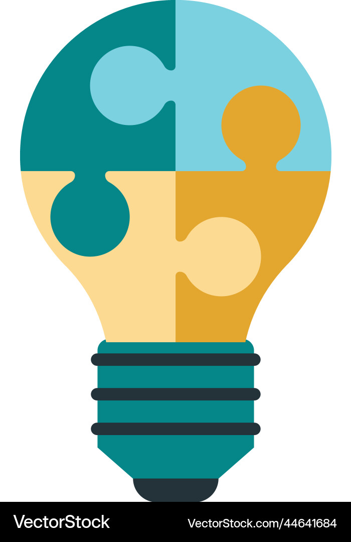 Light bulb with jigsaw in minimal style Vector Image