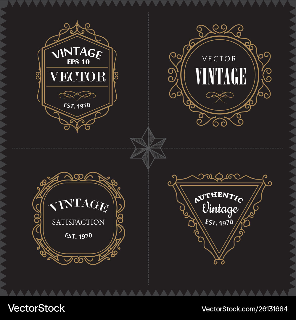 Luxury logos set template vintage badge frame Luxury logos set template vintage badge frame vector image