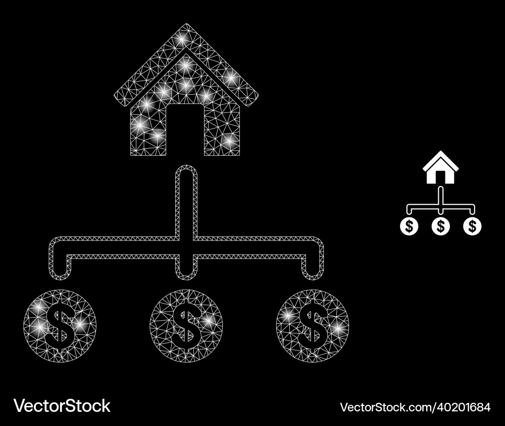 Mesh net bank dollar links with glowing Mesh net bank dollar links with glowing vector image