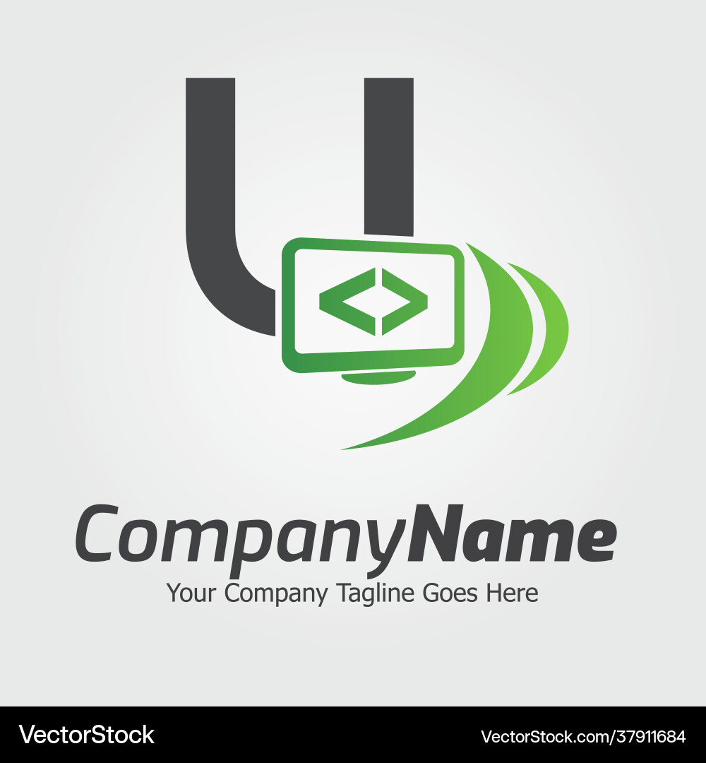 Programming code and computer monitor logo vector image