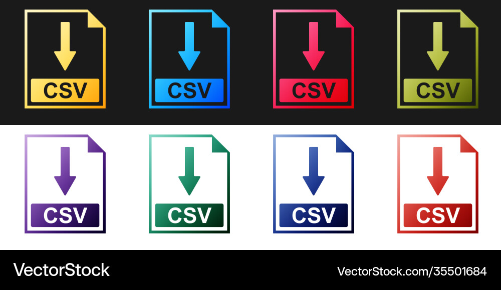 Set csv file document icon download button Set csv file document icon download button vector image