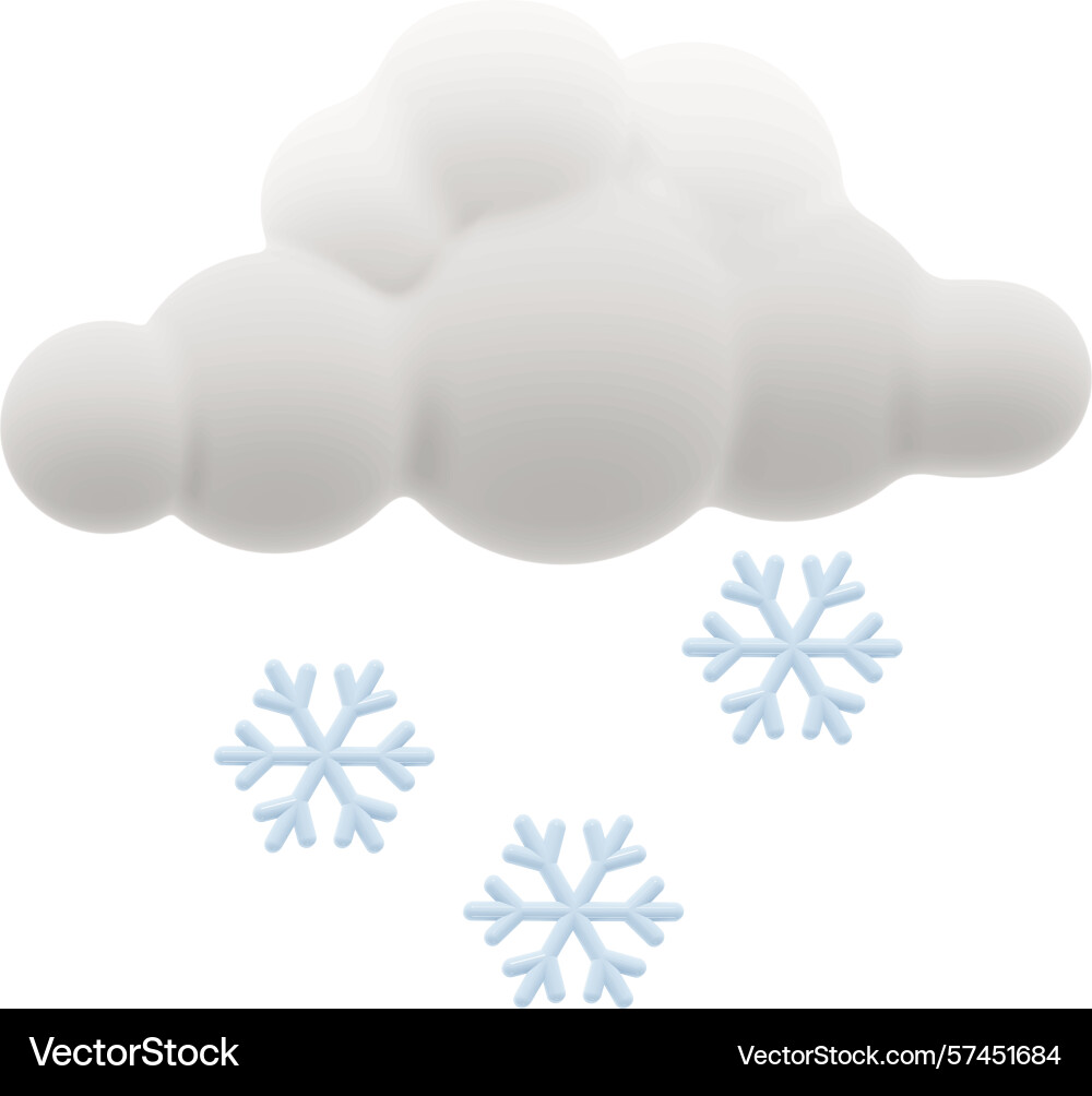 Snowfall with clouds icon 3d and isolated Vector Image