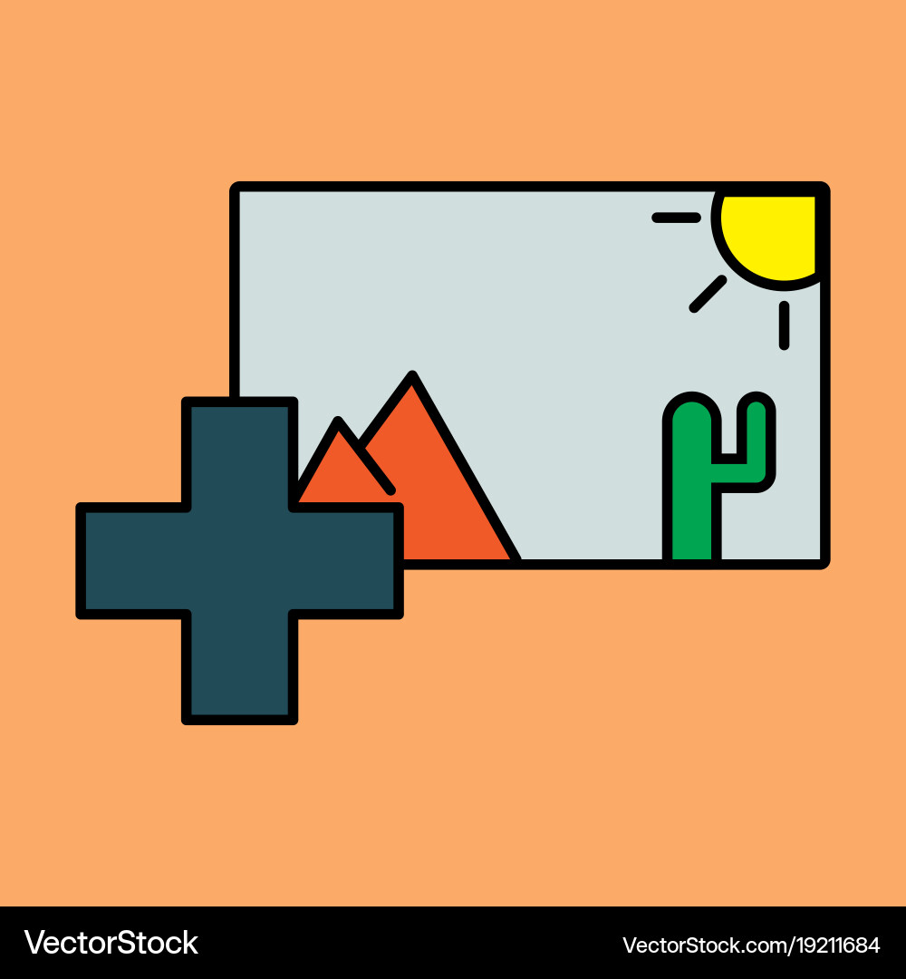 Upload image white flat icon on color background Vector Image