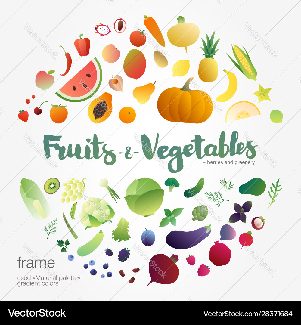 Vegetables gradient frame Vector Image