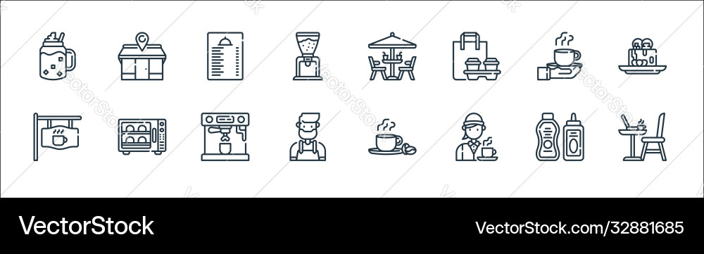 Cafe line icons linear set quality Cafe line icons linear set quality vector image