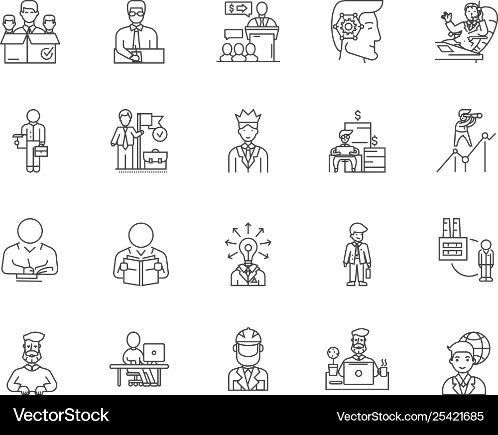 Chairman line icons signs set outline Chairman line icons signs set outline vector image