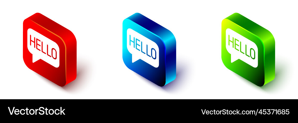 Isometric hello in different languages icon Isometric hello in different languages icon vector image