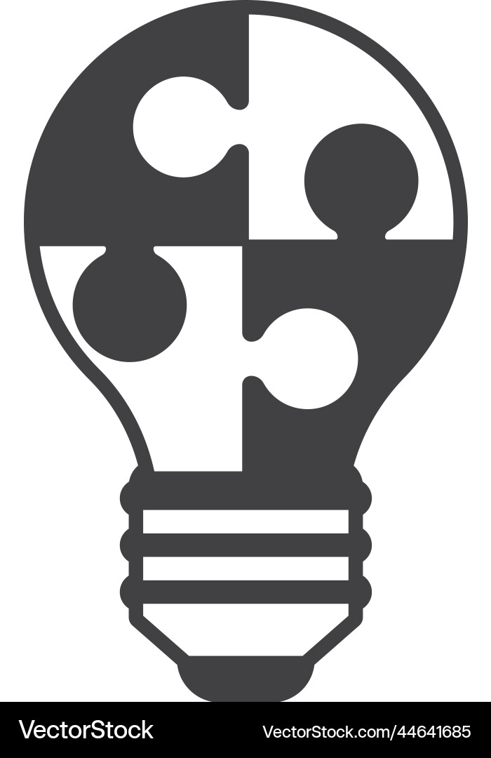 Light bulb with jigsaw in minimal style Vector Image
