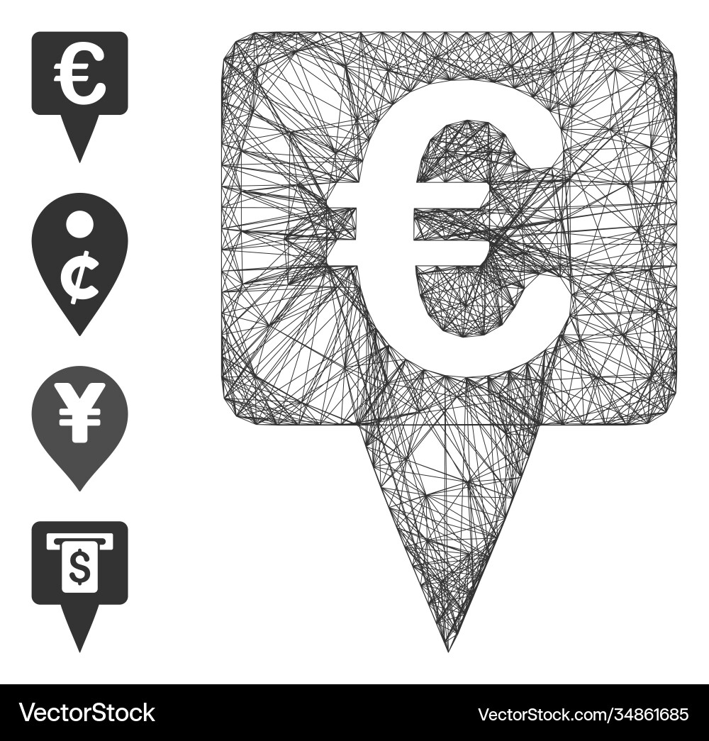 Linear euro map pointer mesh Linear euro map pointer mesh Vector Image