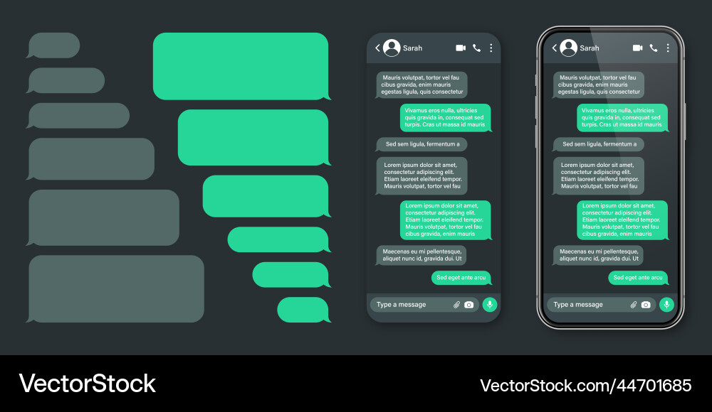 Realistic smartphone with messaging app sms text Realistic smartphone with messaging app sms text vector image