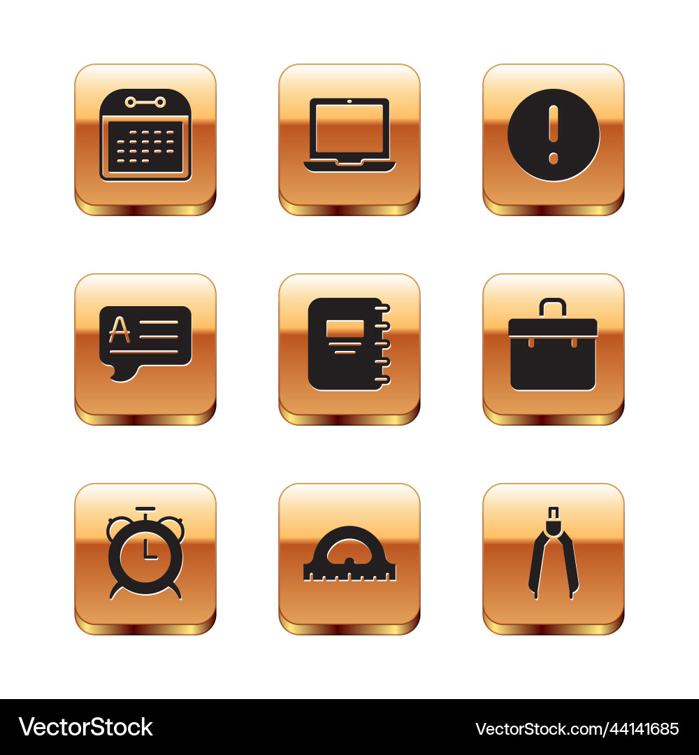 Set calendar alarm clock protractor grid Set calendar alarm clock protractor grid vector image