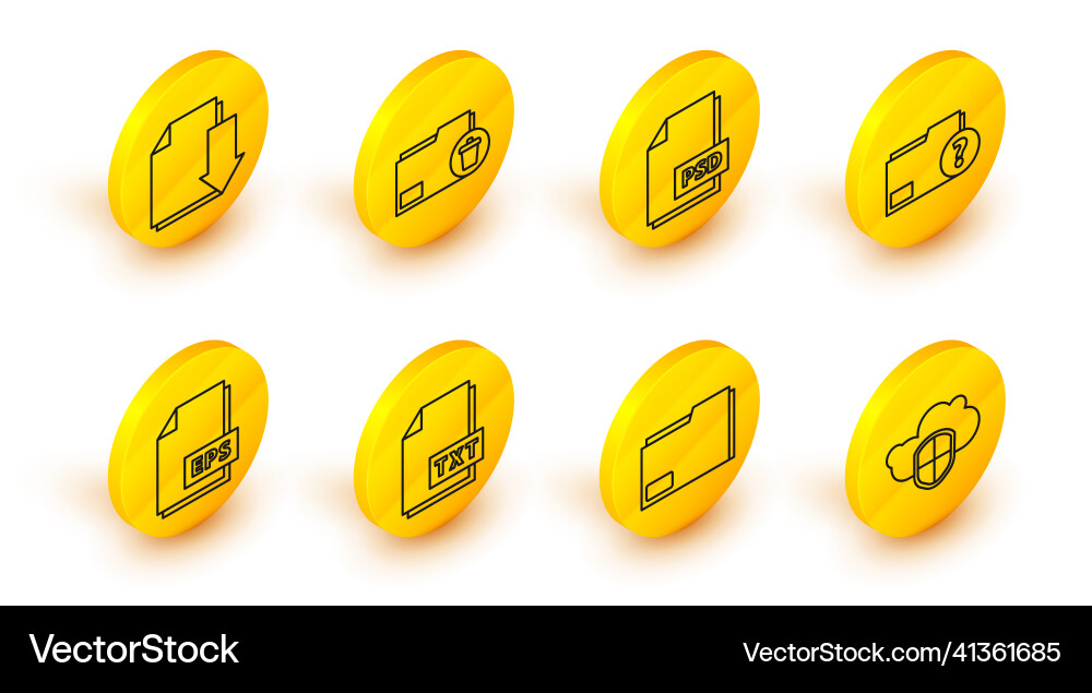 Set line cloud and shield document folder txt Set line cloud and shield document folder txt vector image