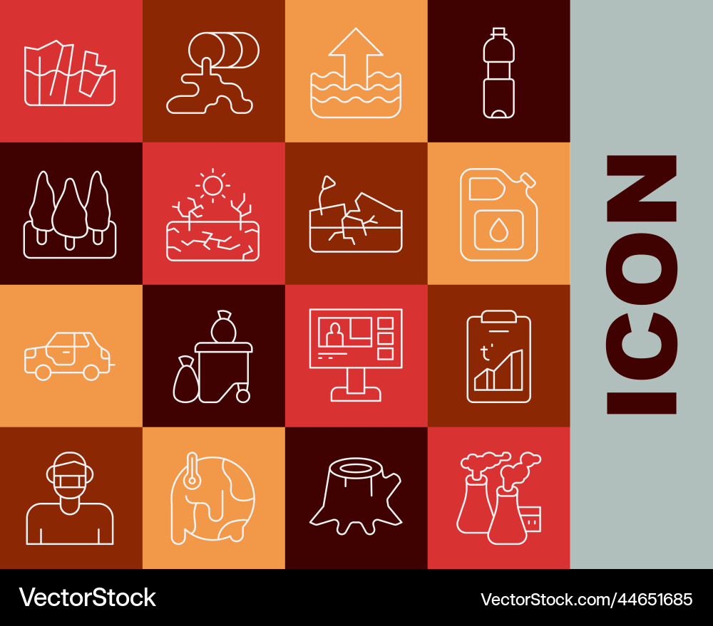 Set line smoke from factory global warming Set line smoke from factory global warming vector image