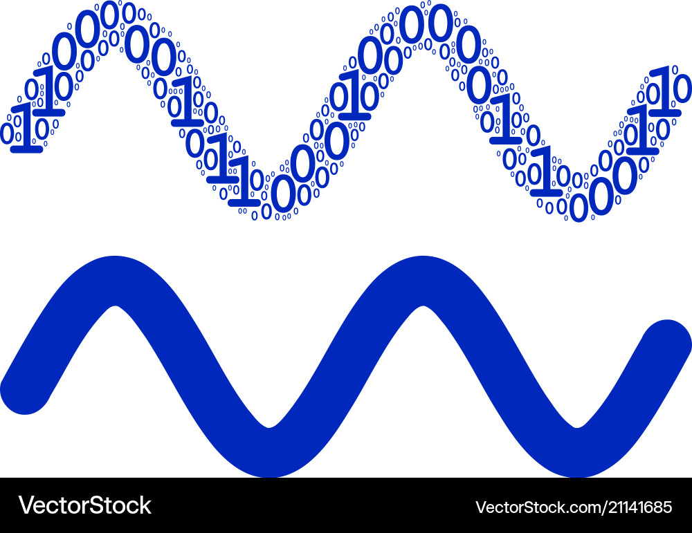 Sinusoid wave mosaic of binary digits Sinusoid wave mosaic of binary digits vector image