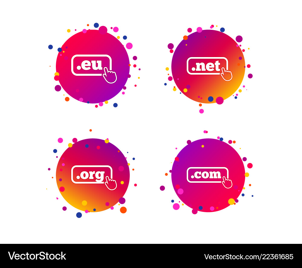 Top-level domains signs com eu net and org Top-level domains signs com eu net and org vector image
