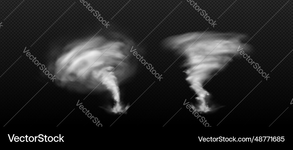 Tornado whirlwinds set on transparent background Tornado whirlwinds set on transparent background vector image