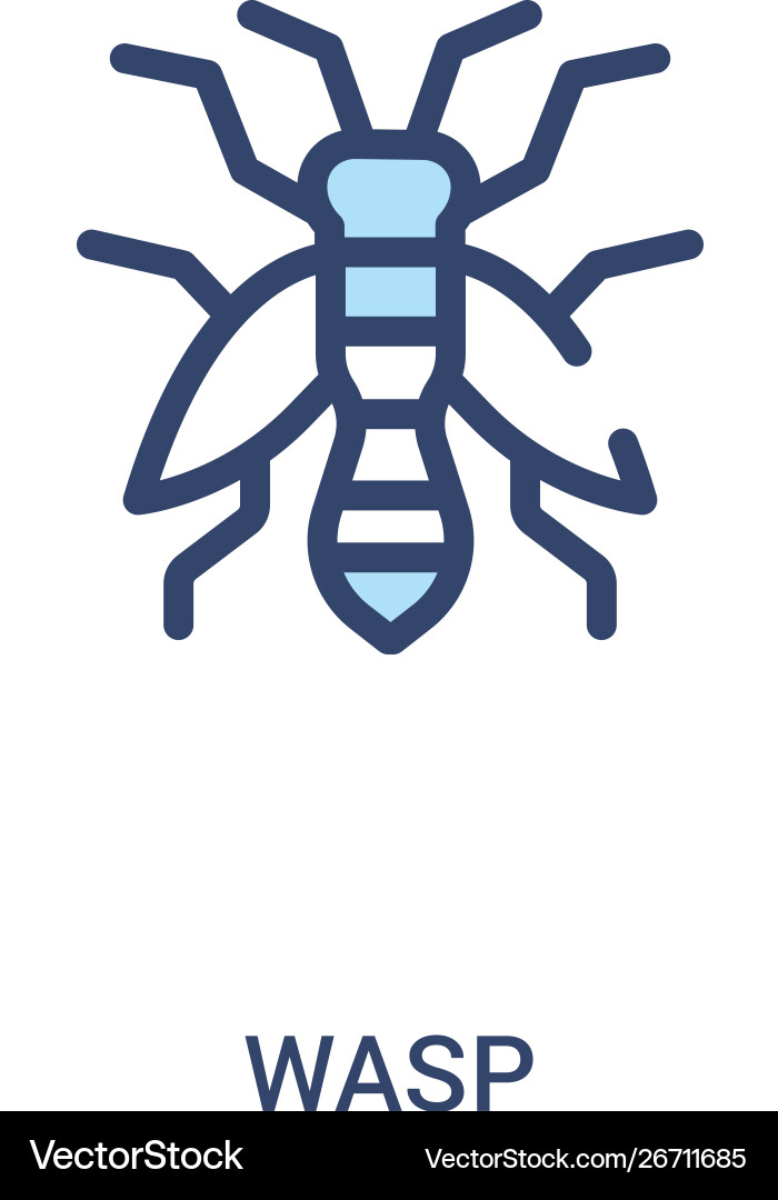 Wasp concept 2 colored icon simple line element Wasp concept 2 colored icon simple line element vector image