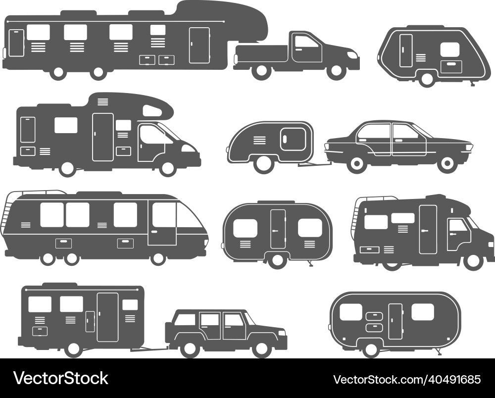Wohnmobil silhouettes rv cars camper vans Wohnmobil silhouettes rv cars camper vans vektorbild