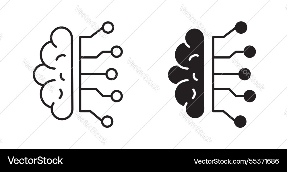 Brain circuit icon set in thin line for web Brain circuit icon set in thin line for web vector image