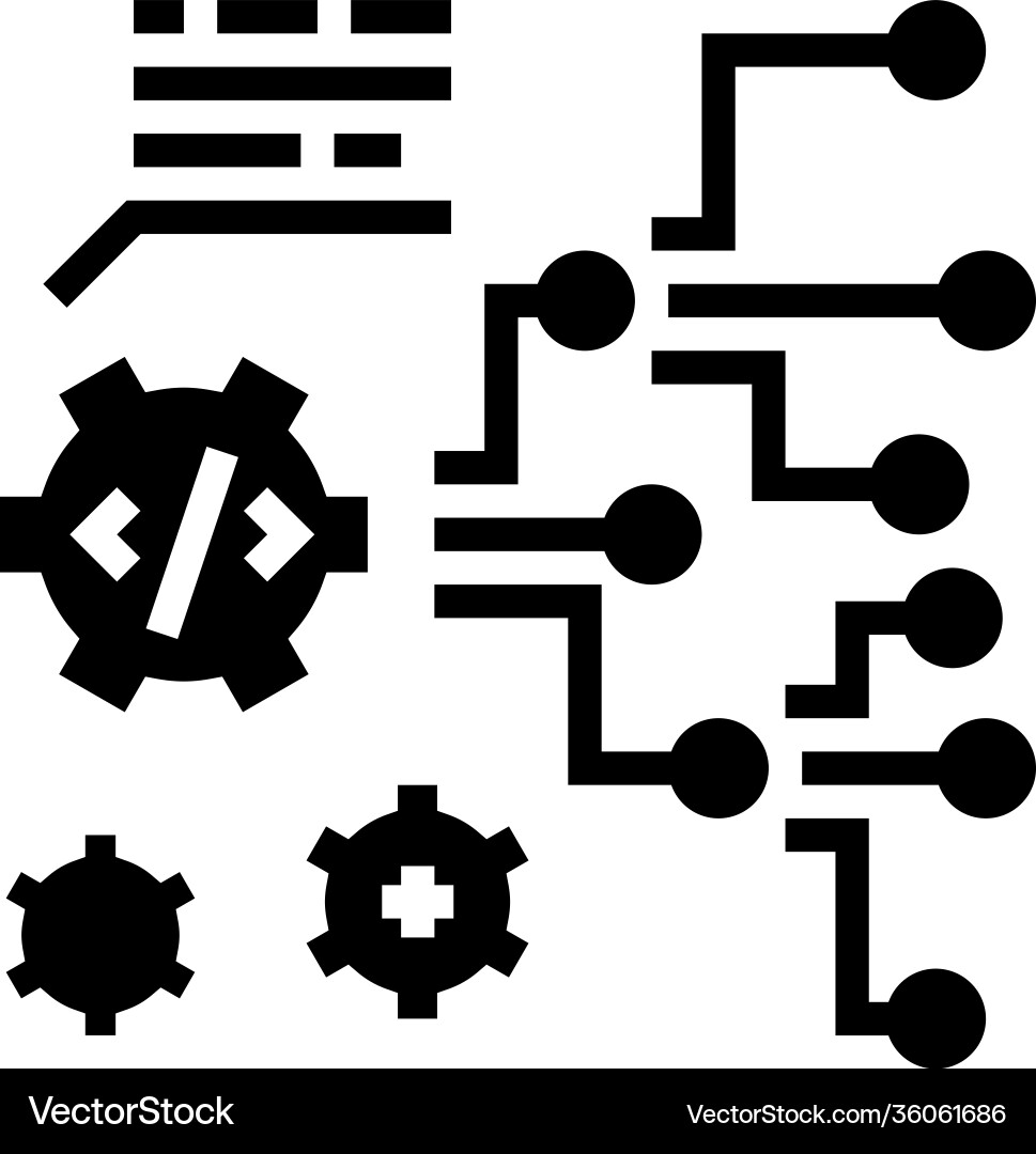 Code and settings working process glyph icon Code and settings working process glyph icon vector image