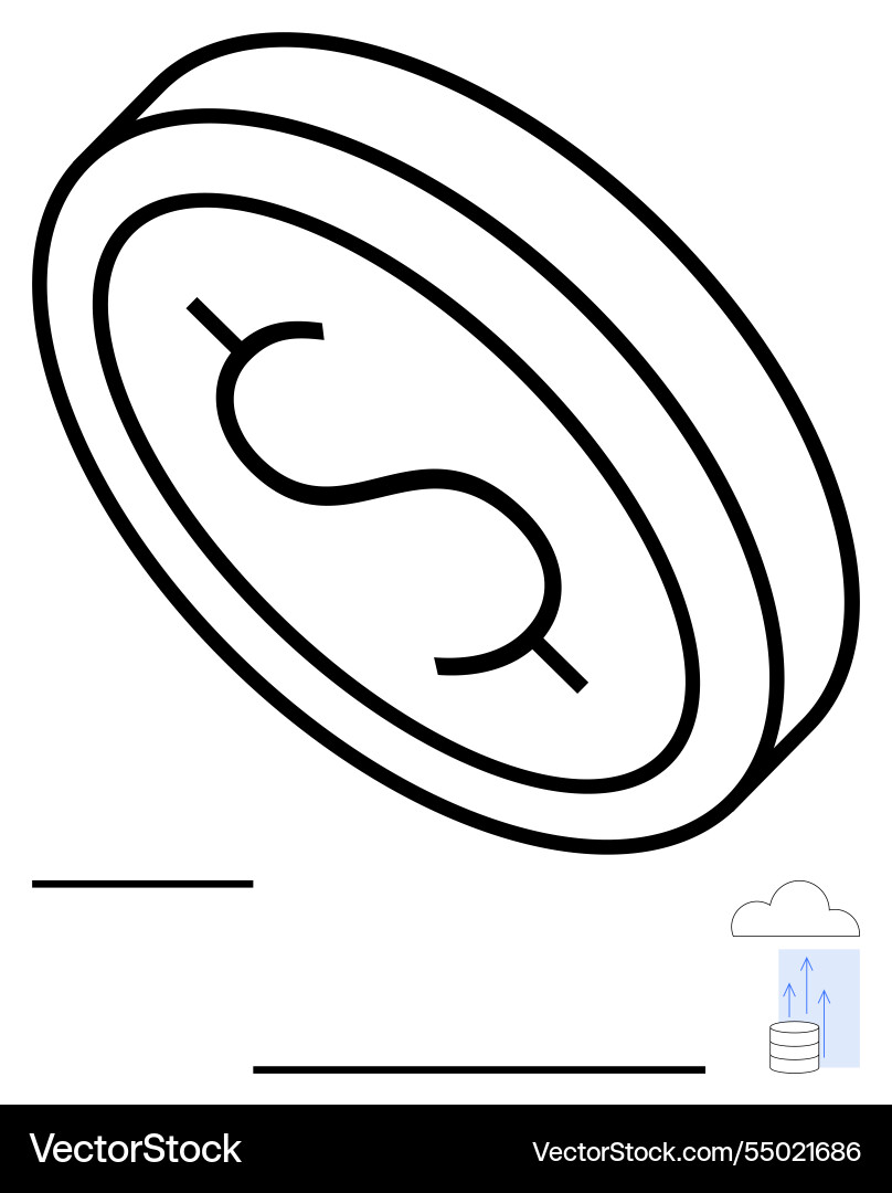 Dollar coin with cloud storage and data symbols Vector Image